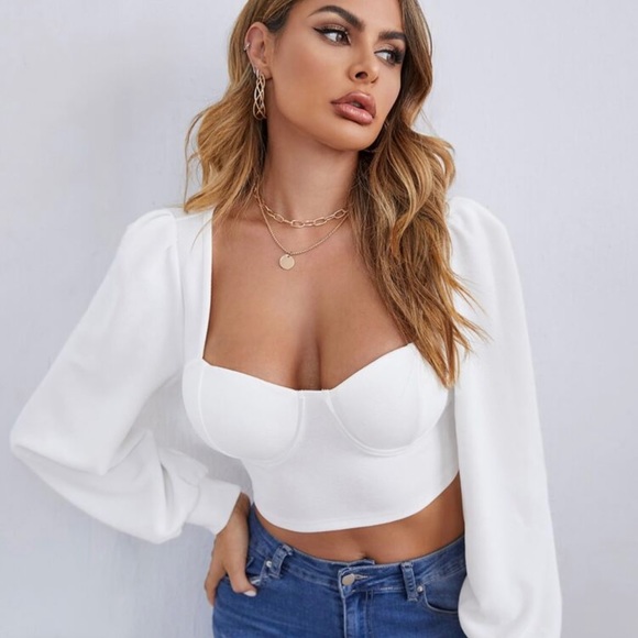 White sweetheart neck crop top - Picture 4 of 4